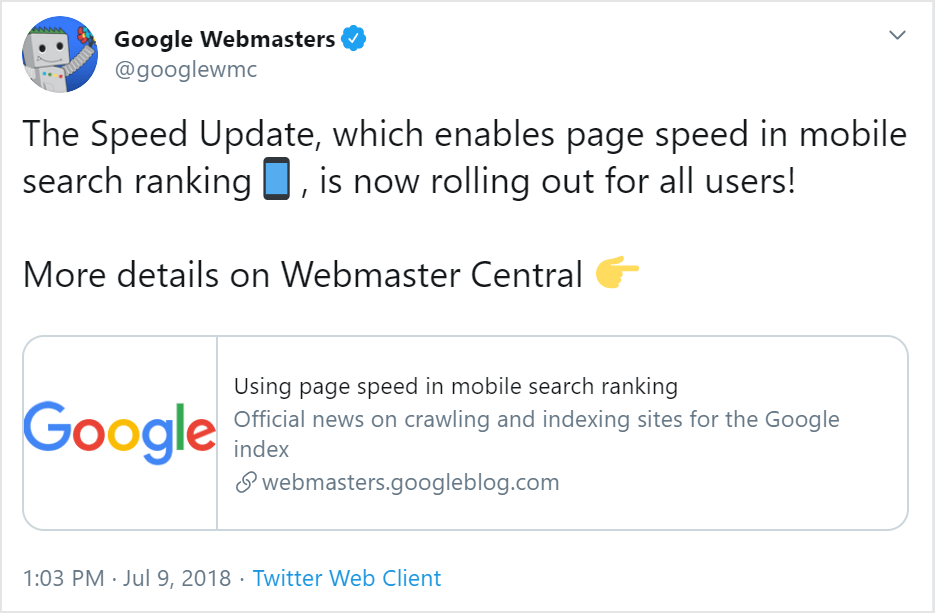 page speed tweet