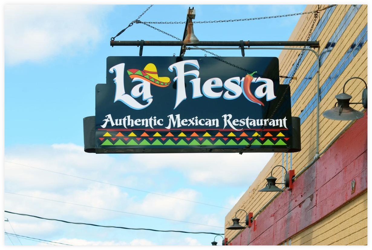 #1 image alt text example - Sign of the La Fiesta Restaurant