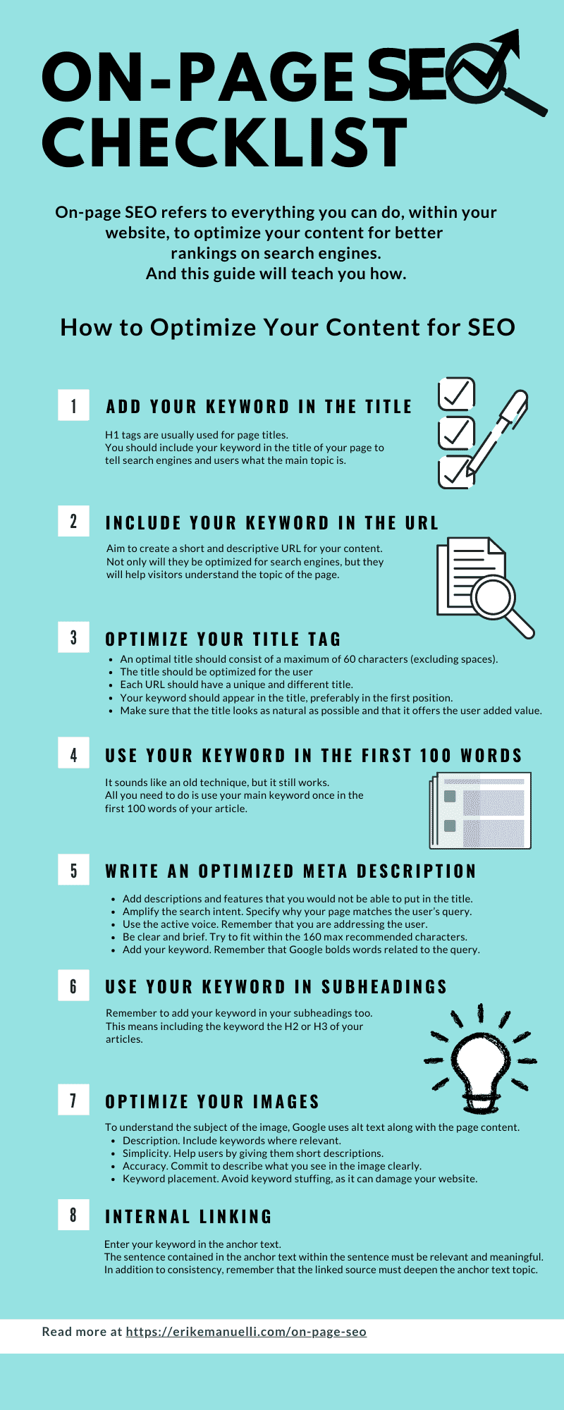 On-page SEO Checklist - Infographic by Erik Emanuelli