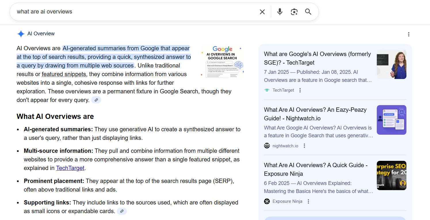 AI overviews example